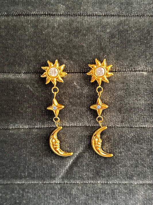 Cosmic Whisper Zircon Drop Earrings