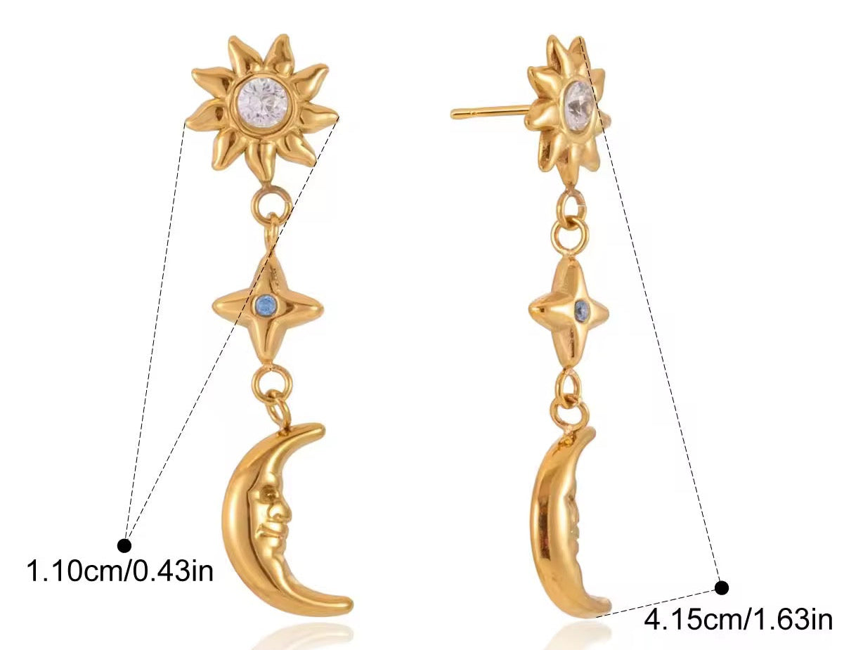 Cosmic Whisper Zircon Drop Earrings