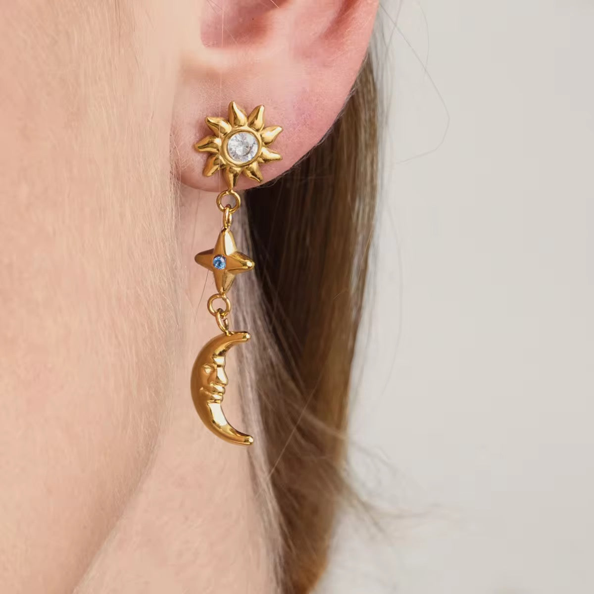 Cosmic Whisper Zircon Drop Earrings
