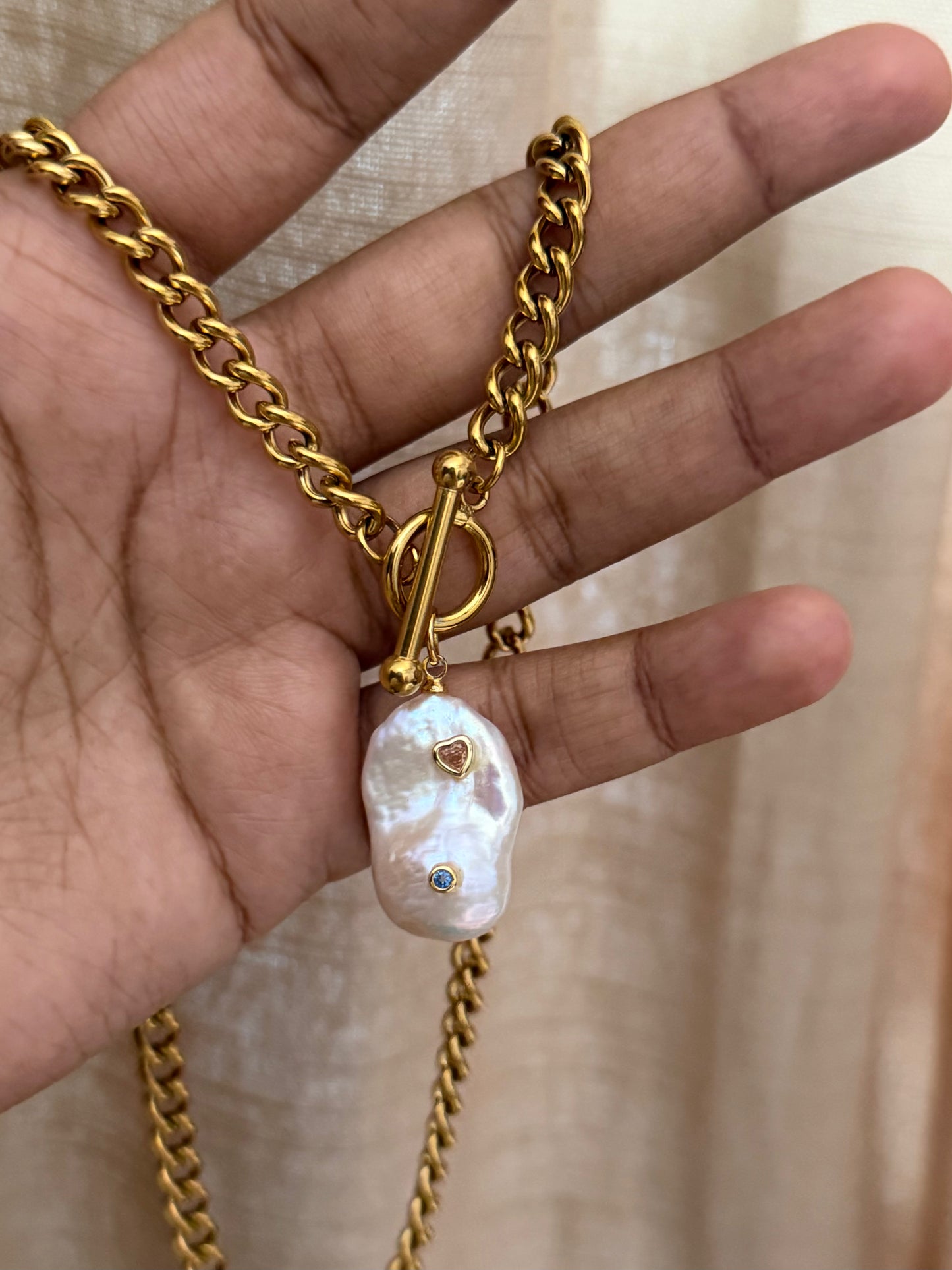 Baroque Keshi Pearl Heart Necklace