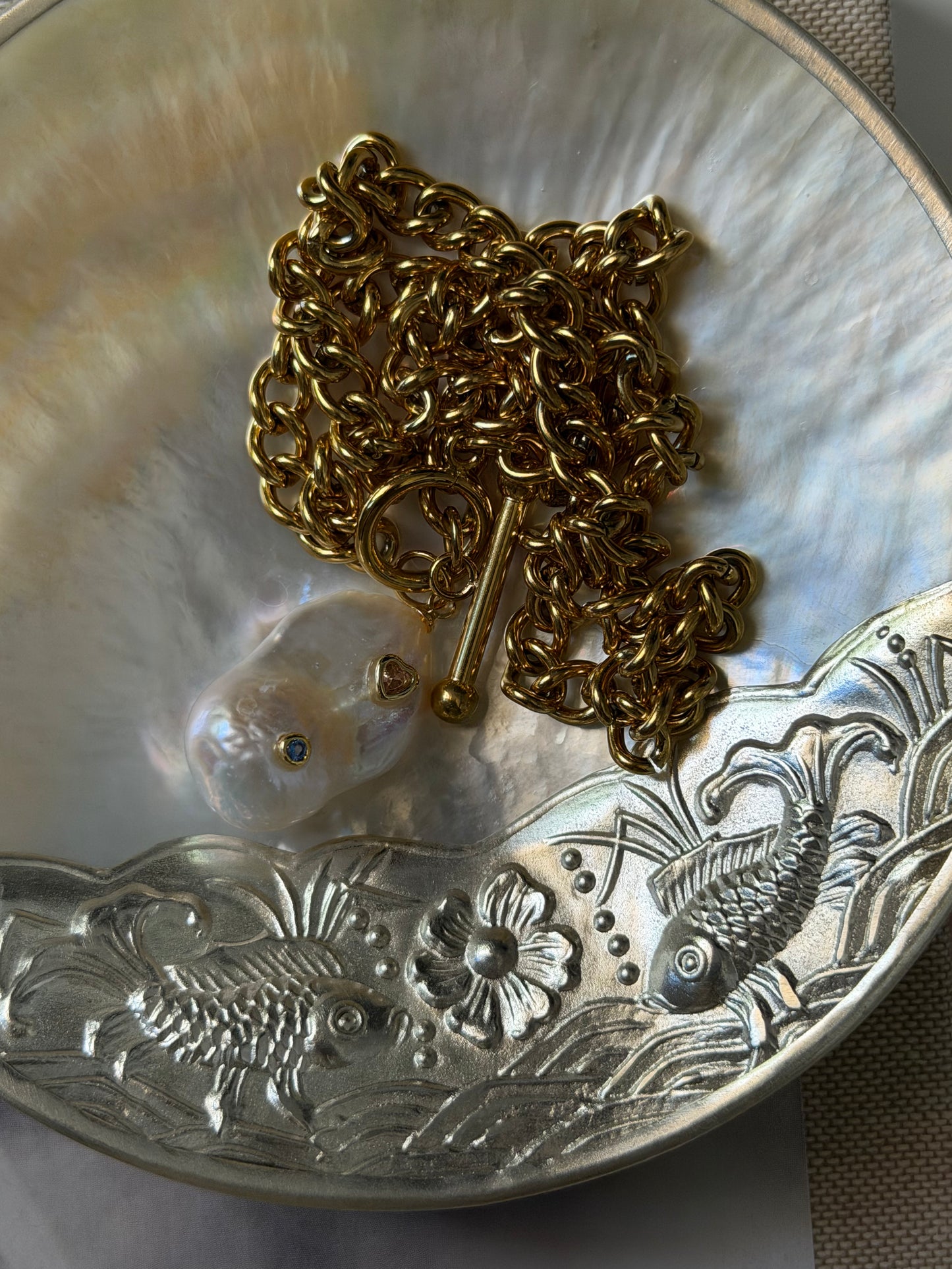 Baroque Keshi Pearl Heart Necklace