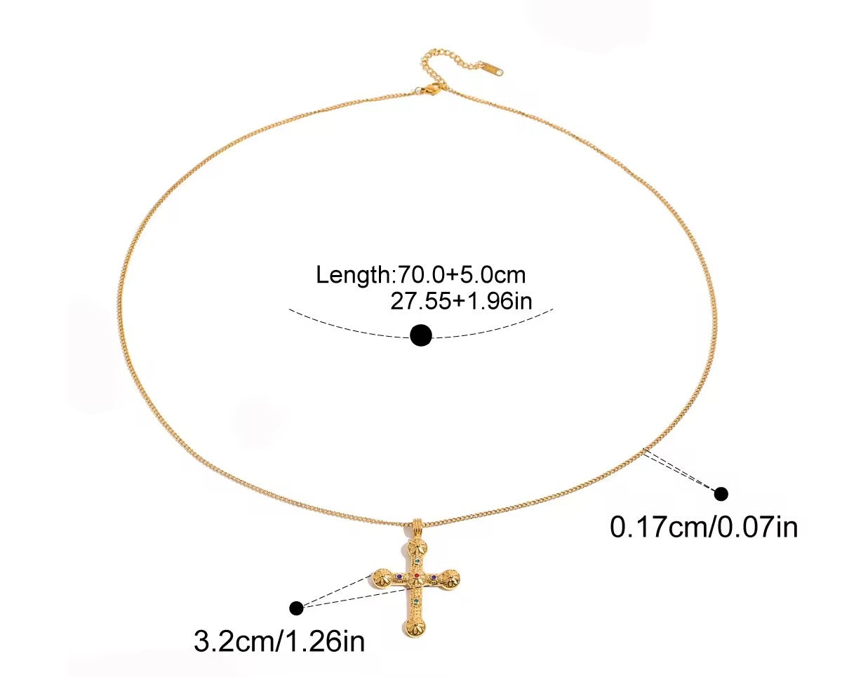 Long Stackable Stainless Steel Cross Gold Necklaces