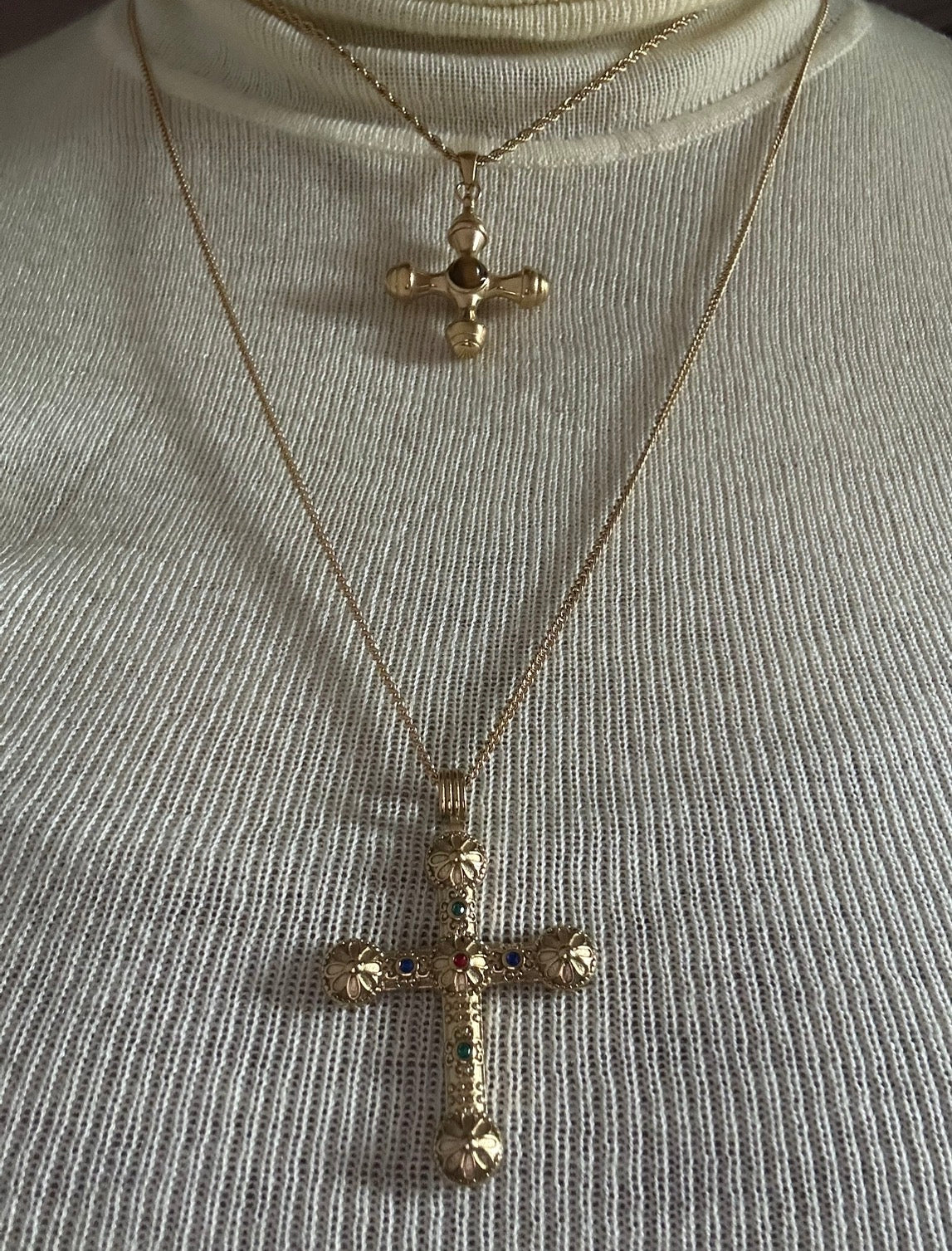 Long Stackable Stainless Steel Cross Gold Necklaces