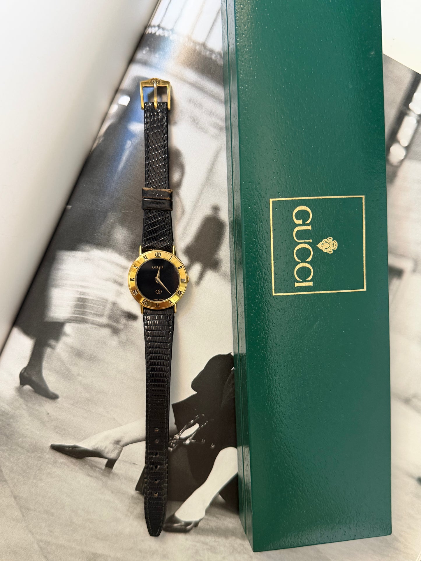 Vintage Gucci 3000L Quartz Watch With Original Strap & Box