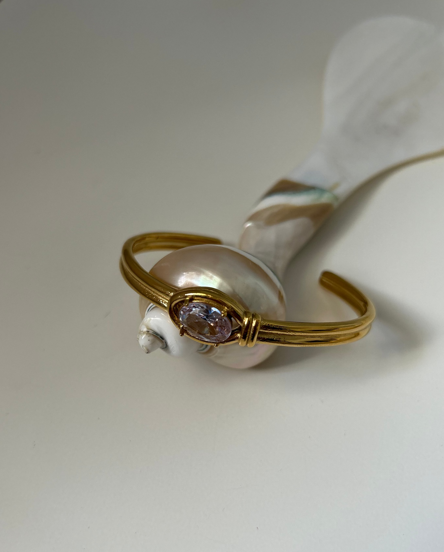 Luna Solitaire Cuff Bracelet