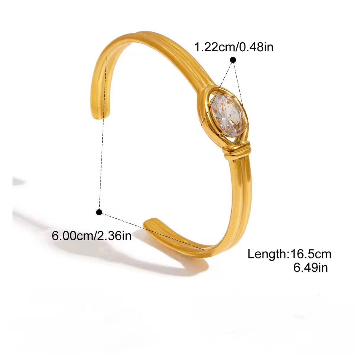 Luna Solitaire Cuff Bracelet