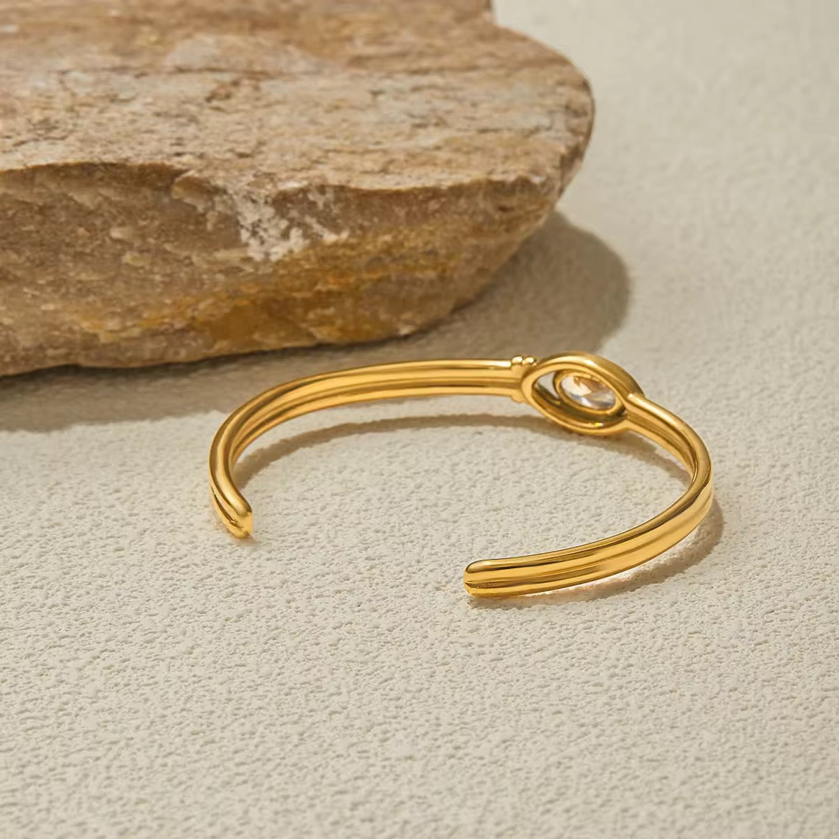 Luna Solitaire Cuff Bracelet