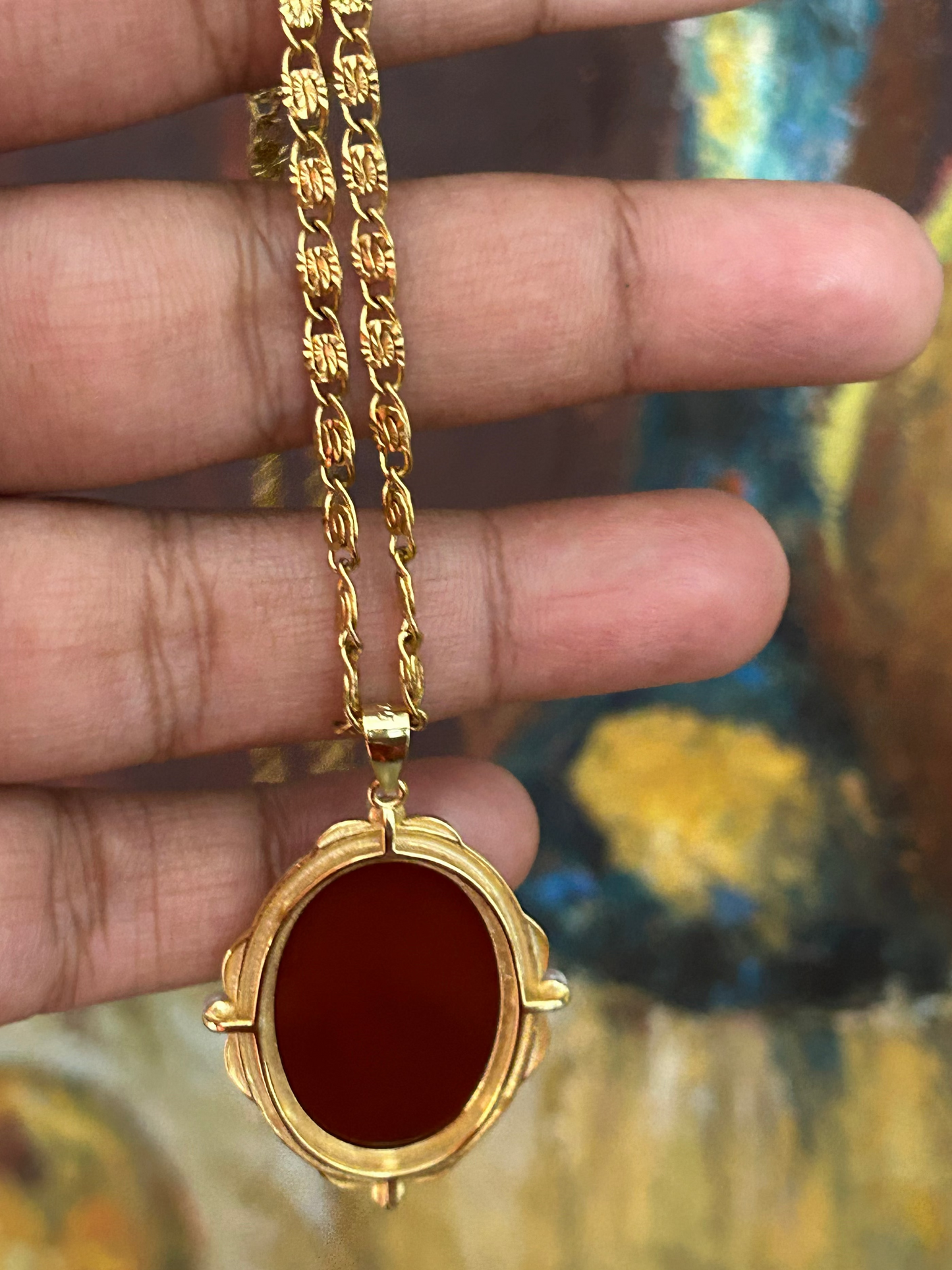 Sterling Silver Agate Cameo Lumachina Necklace