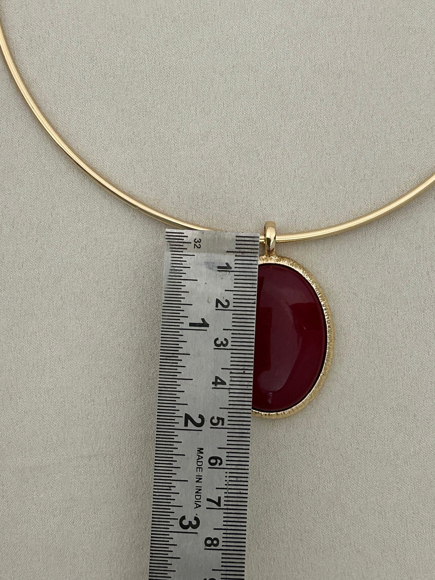 Crimson Oval Pendant Choker Necklace