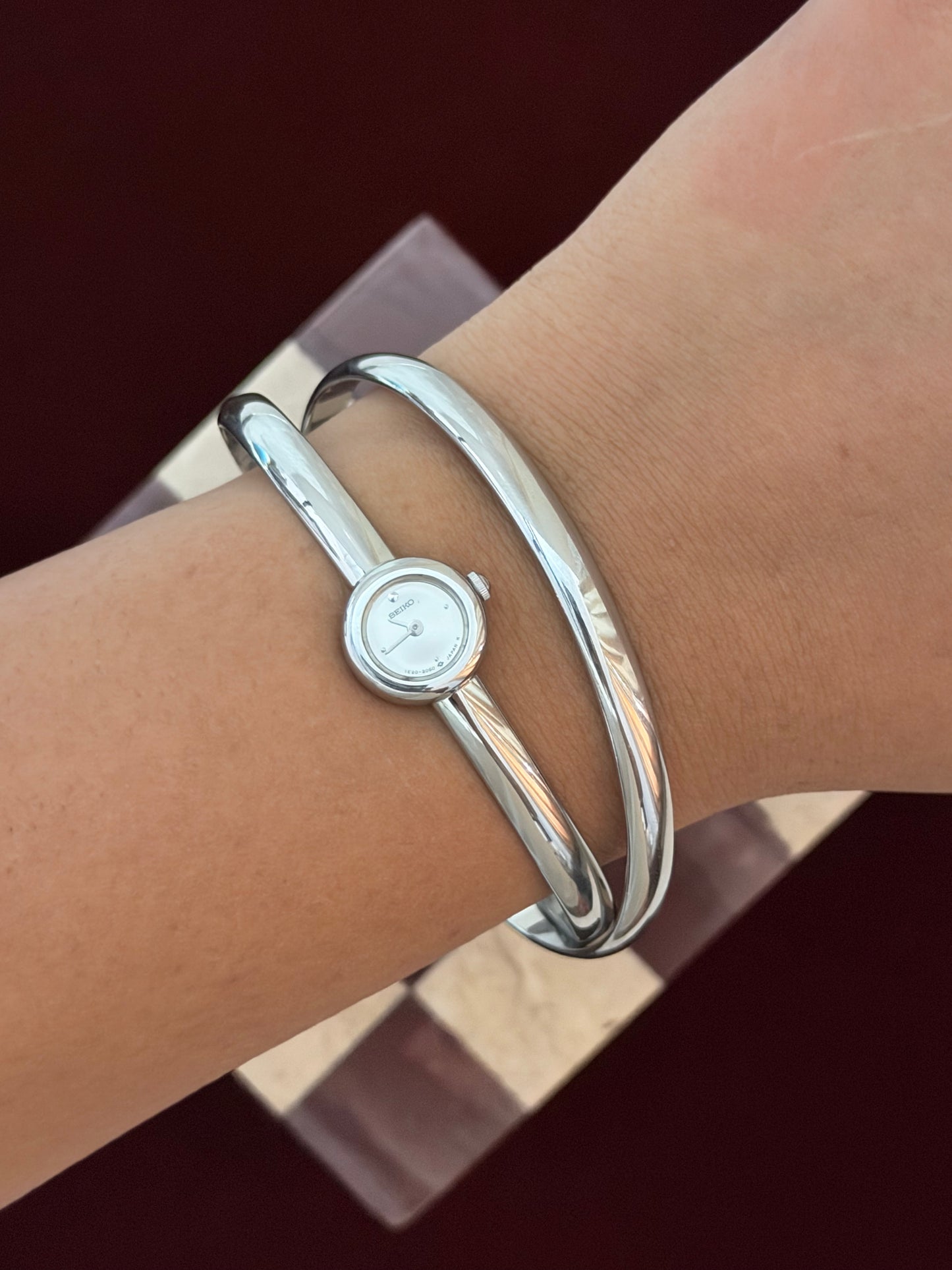 Vintage Seiko Double Bangle Silver Watch