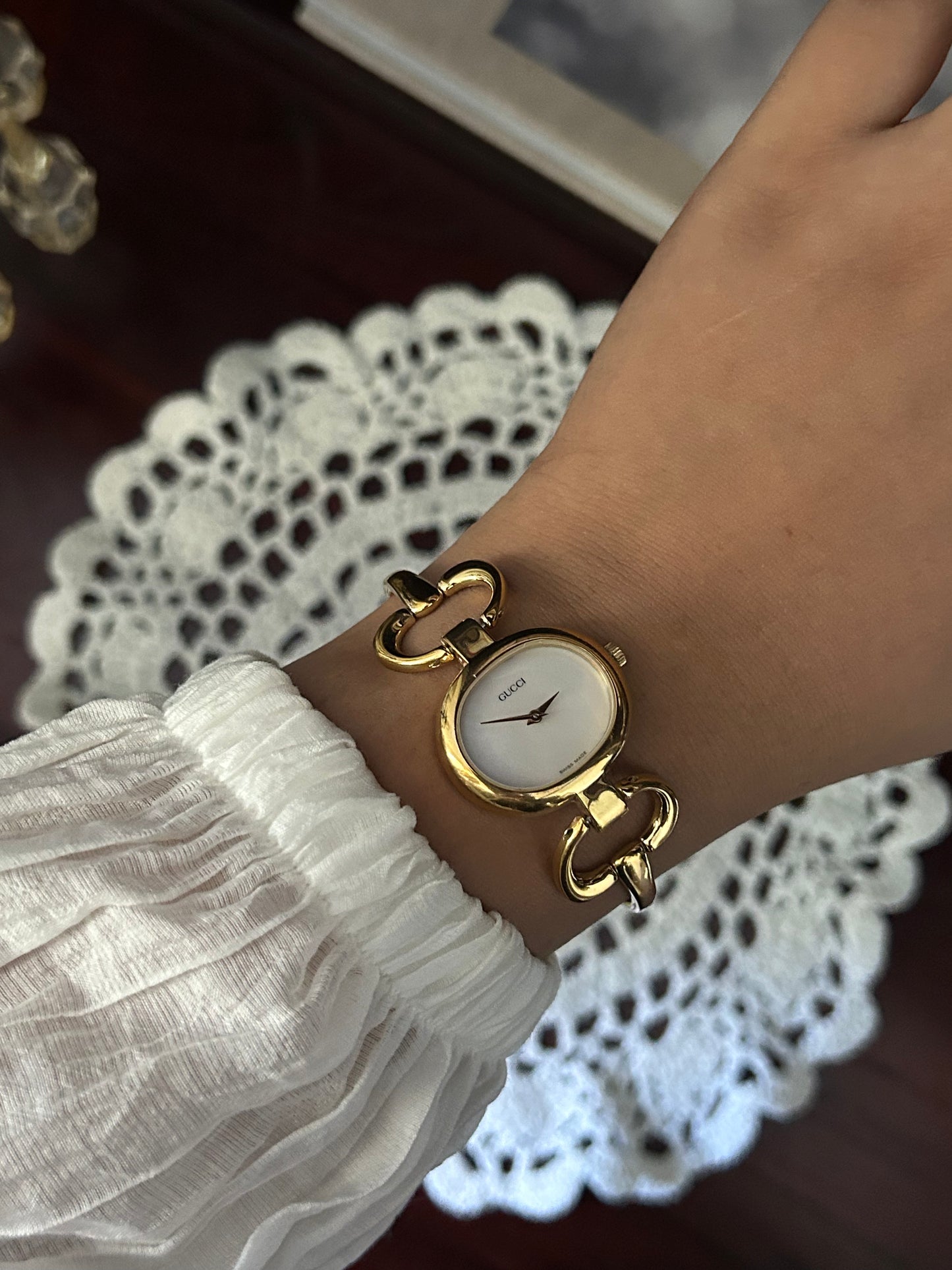 Gucci 1600 Gold Plated Mop Dial Vintage Watch