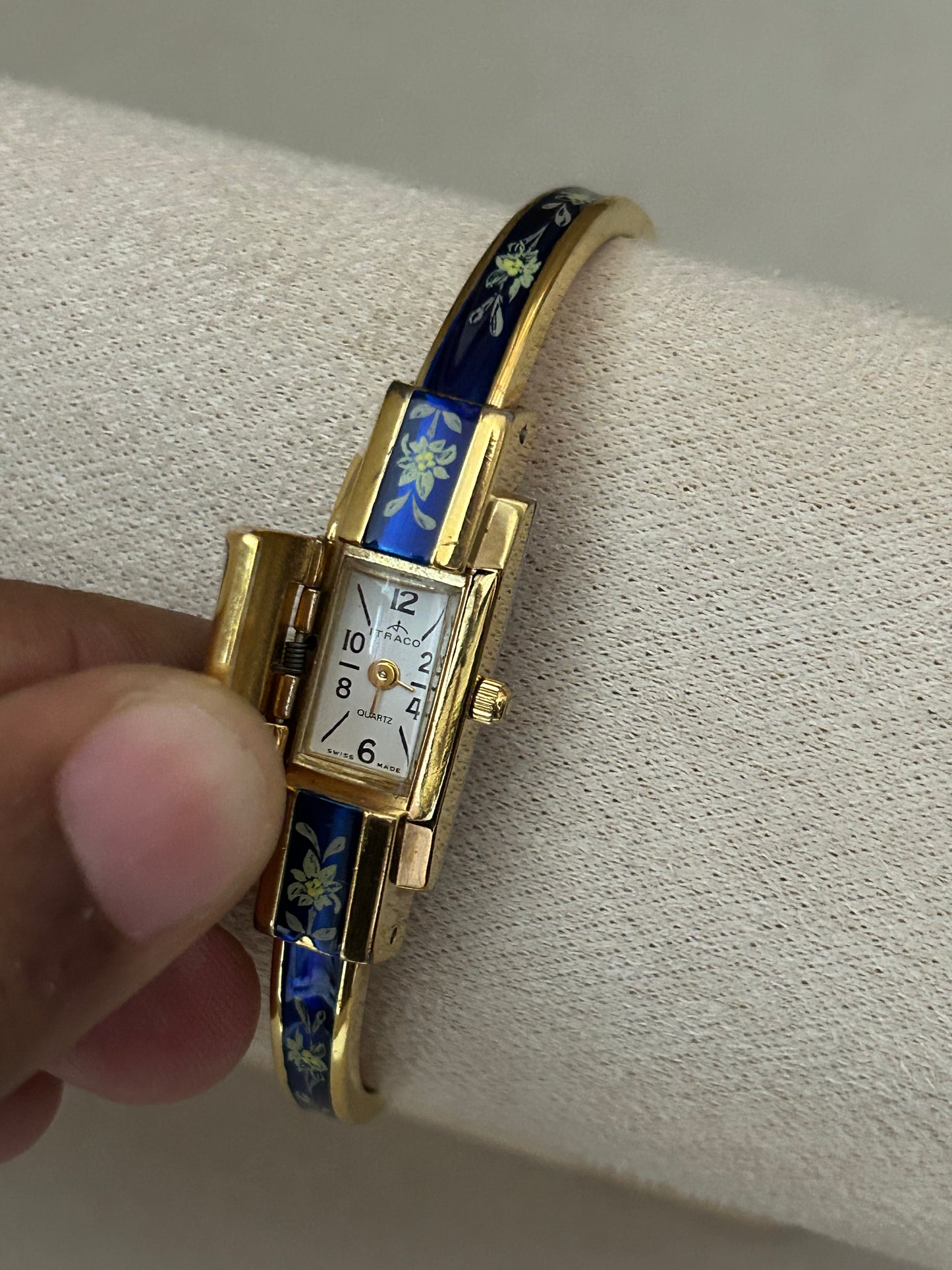ITRACO Hand Painted Floral Enamel Vintage Watch