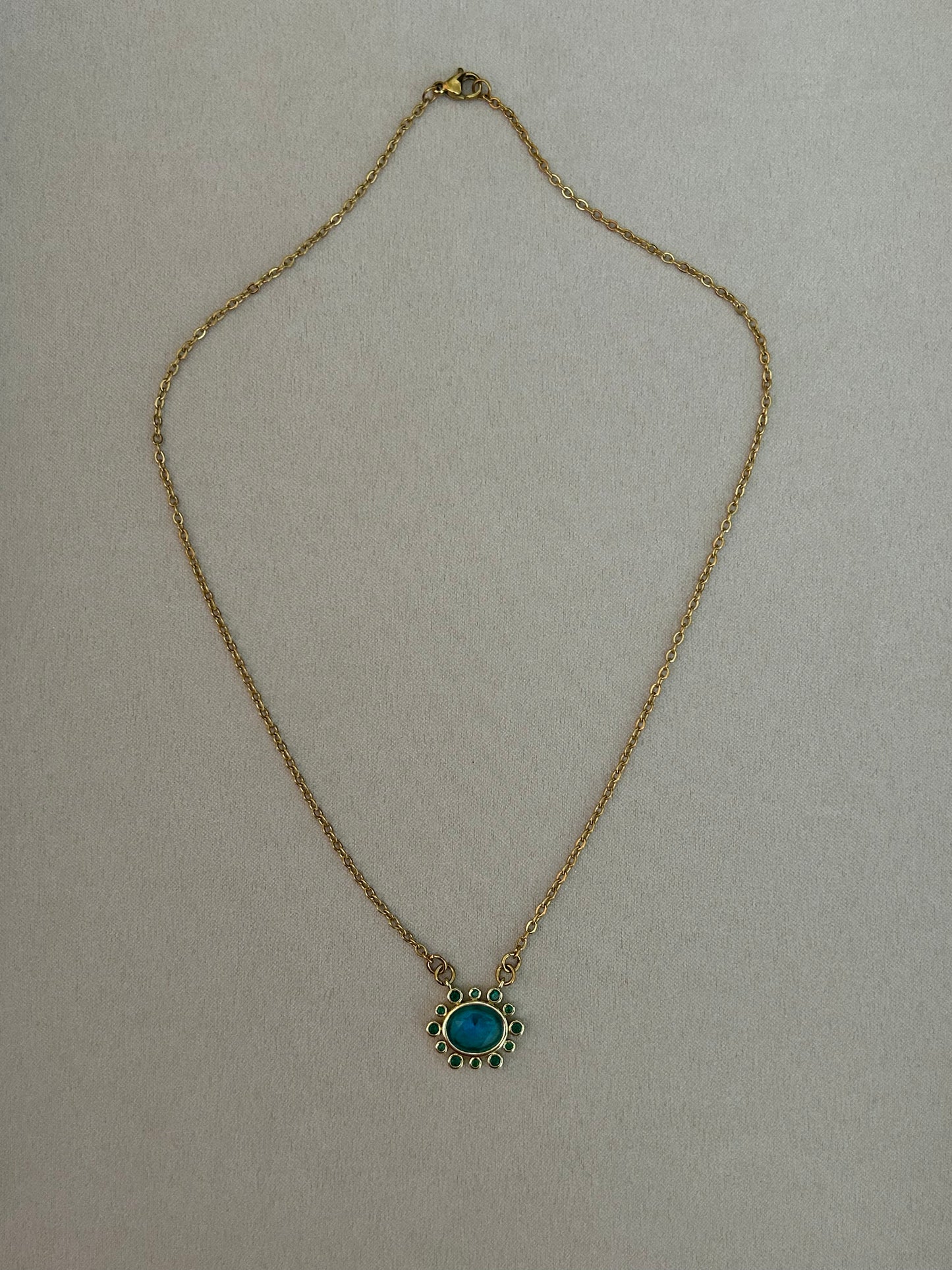 Azura Faceted Oval Charm Necklace