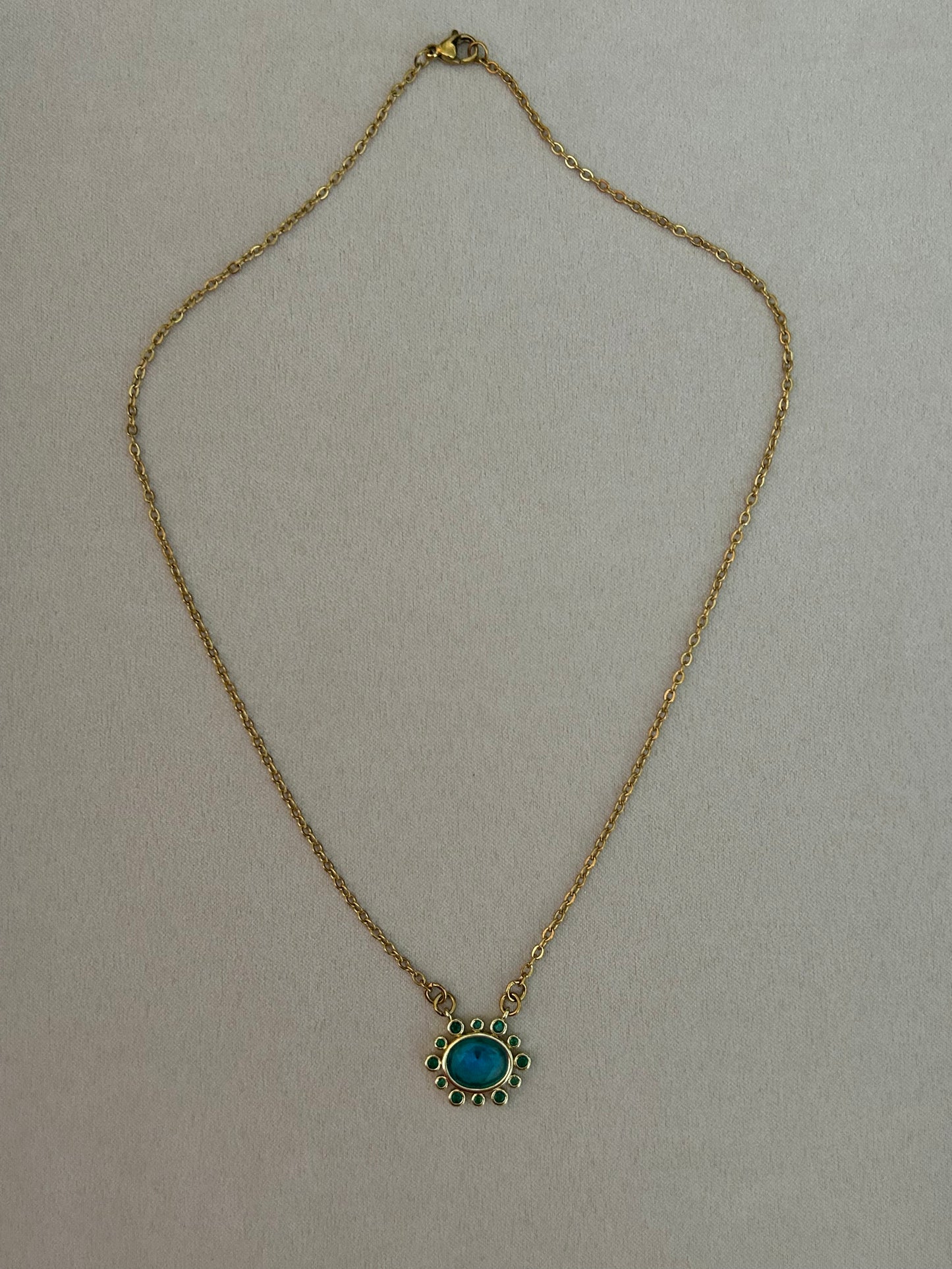 Azura Faceted Oval Charm Necklace