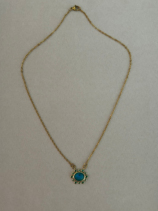 Azura Faceted Oval Charm Necklace