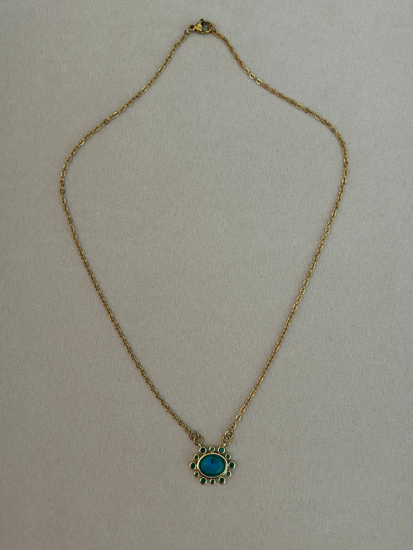 Azura Faceted Oval Charm Necklace