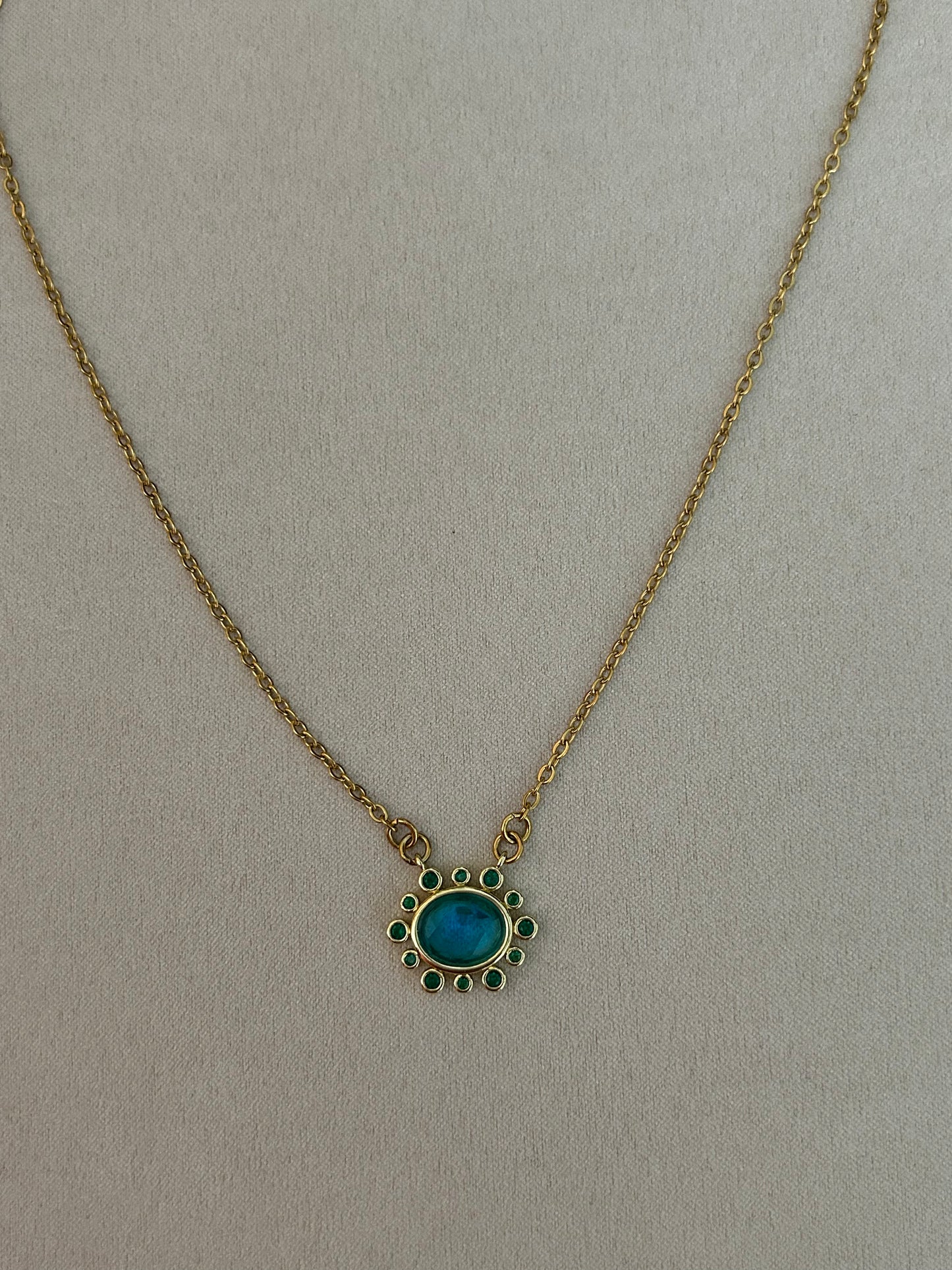 Azura Faceted Oval Charm Necklace