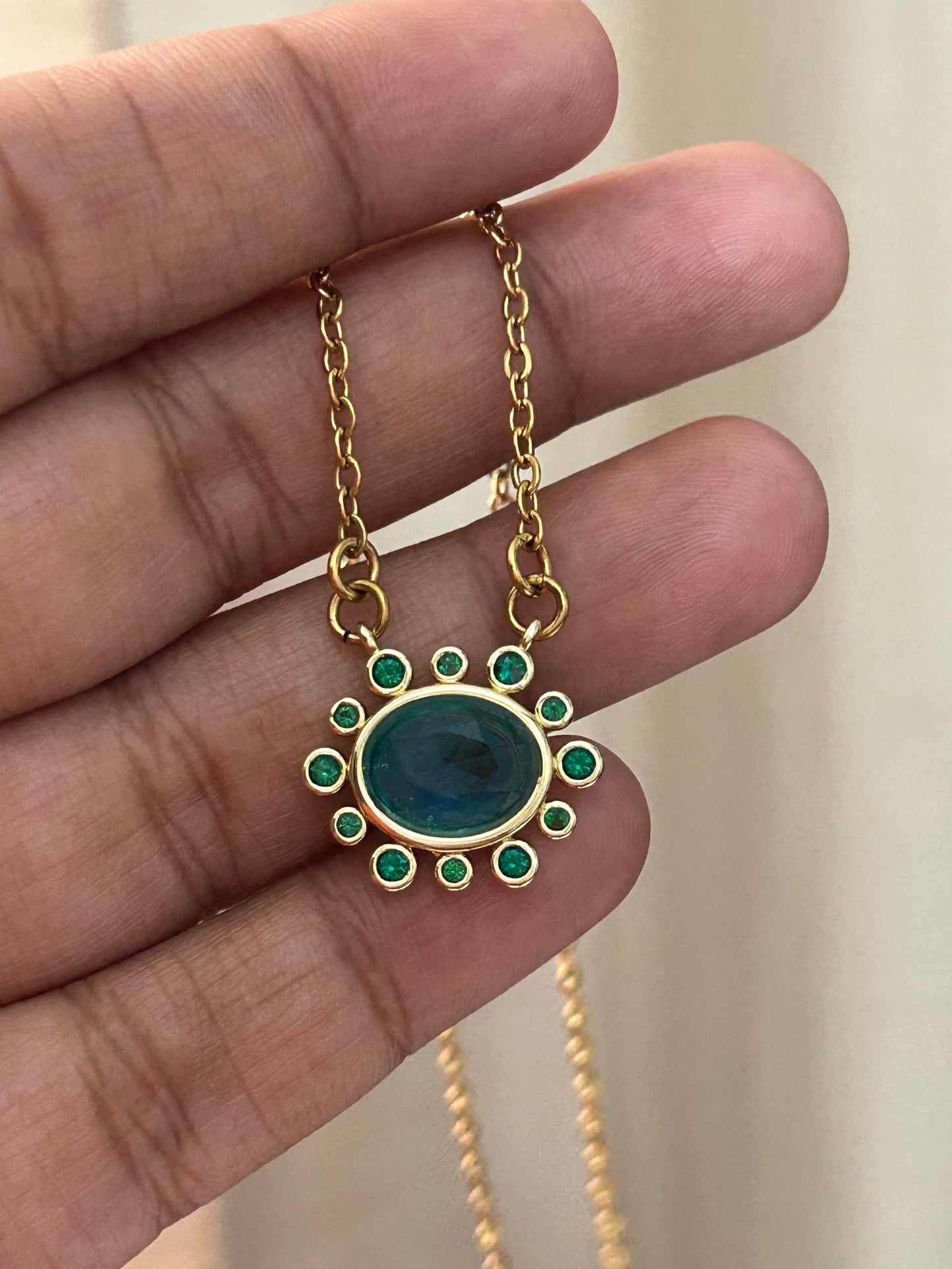 Azura Faceted Oval Charm Necklace