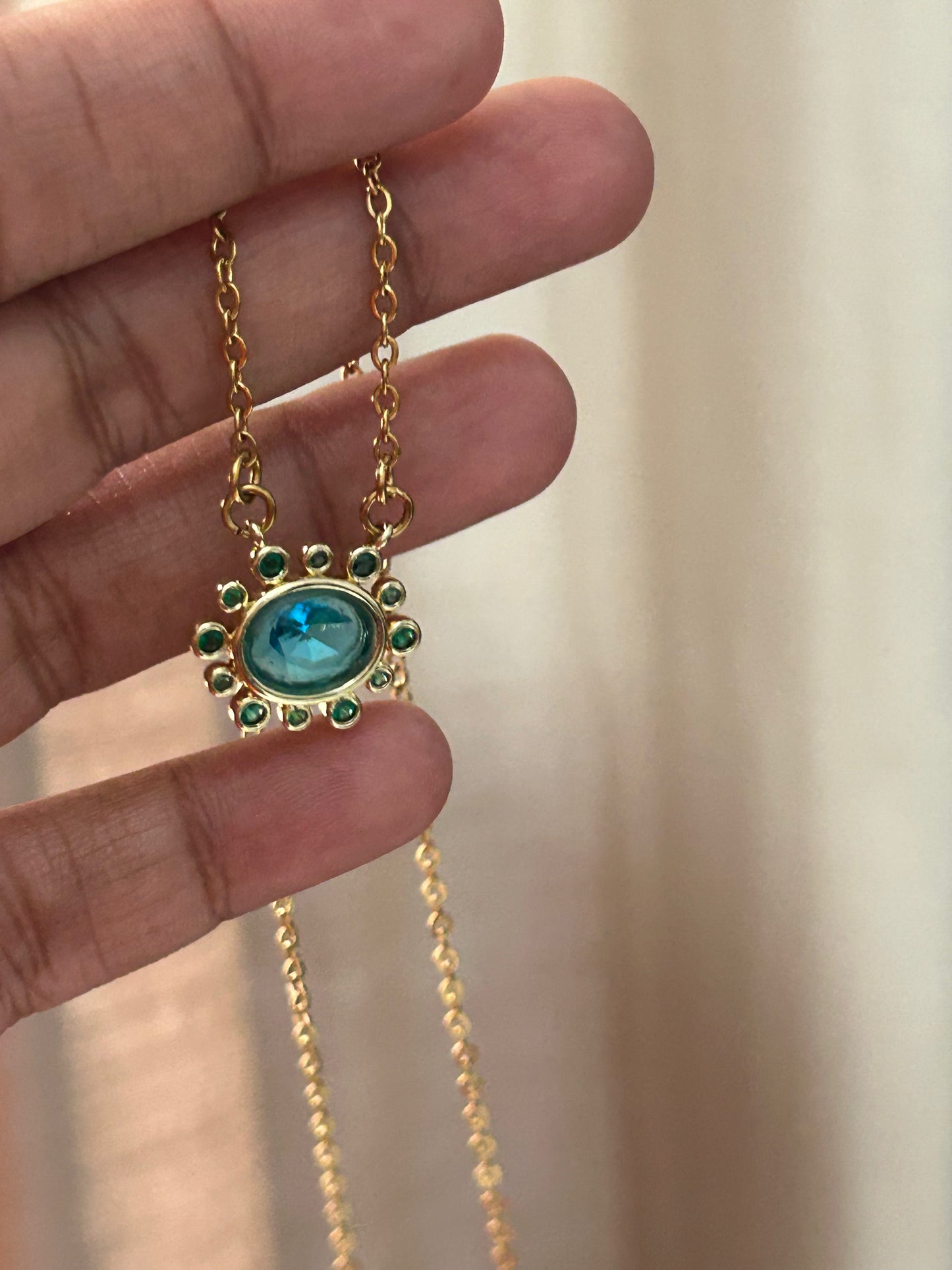 Azura Faceted Oval Charm Necklace
