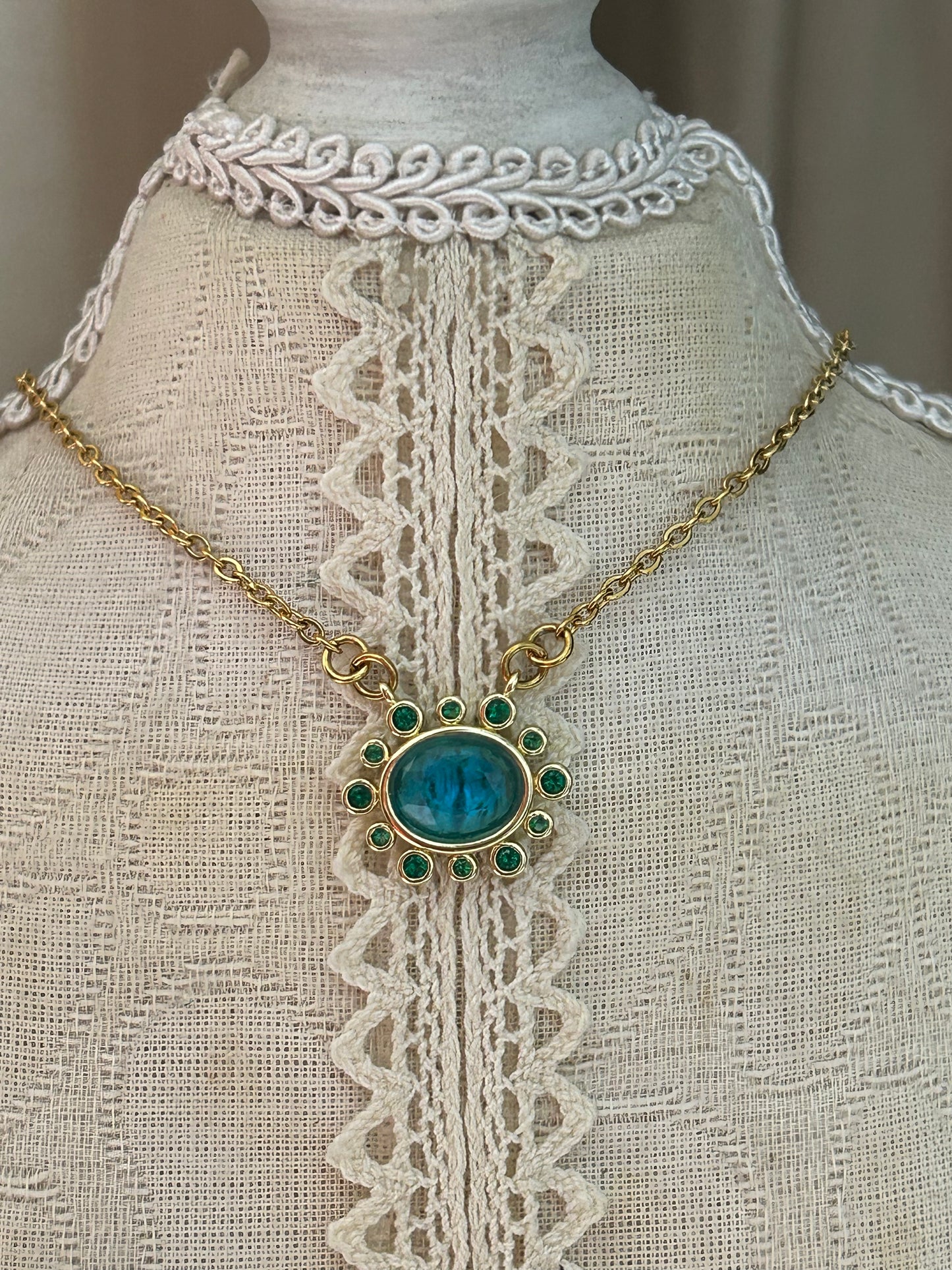 Azura Faceted Oval Charm Necklace