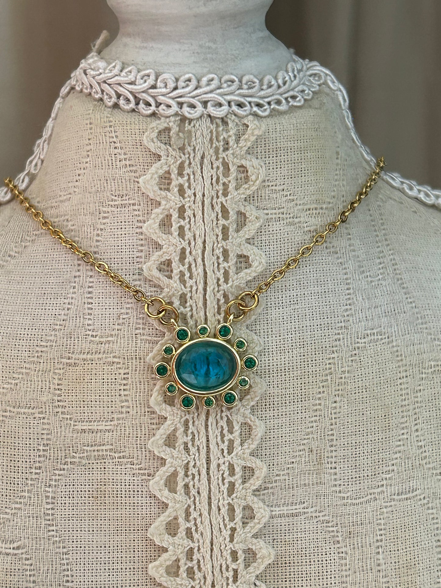 Azura Faceted Oval Charm Necklace