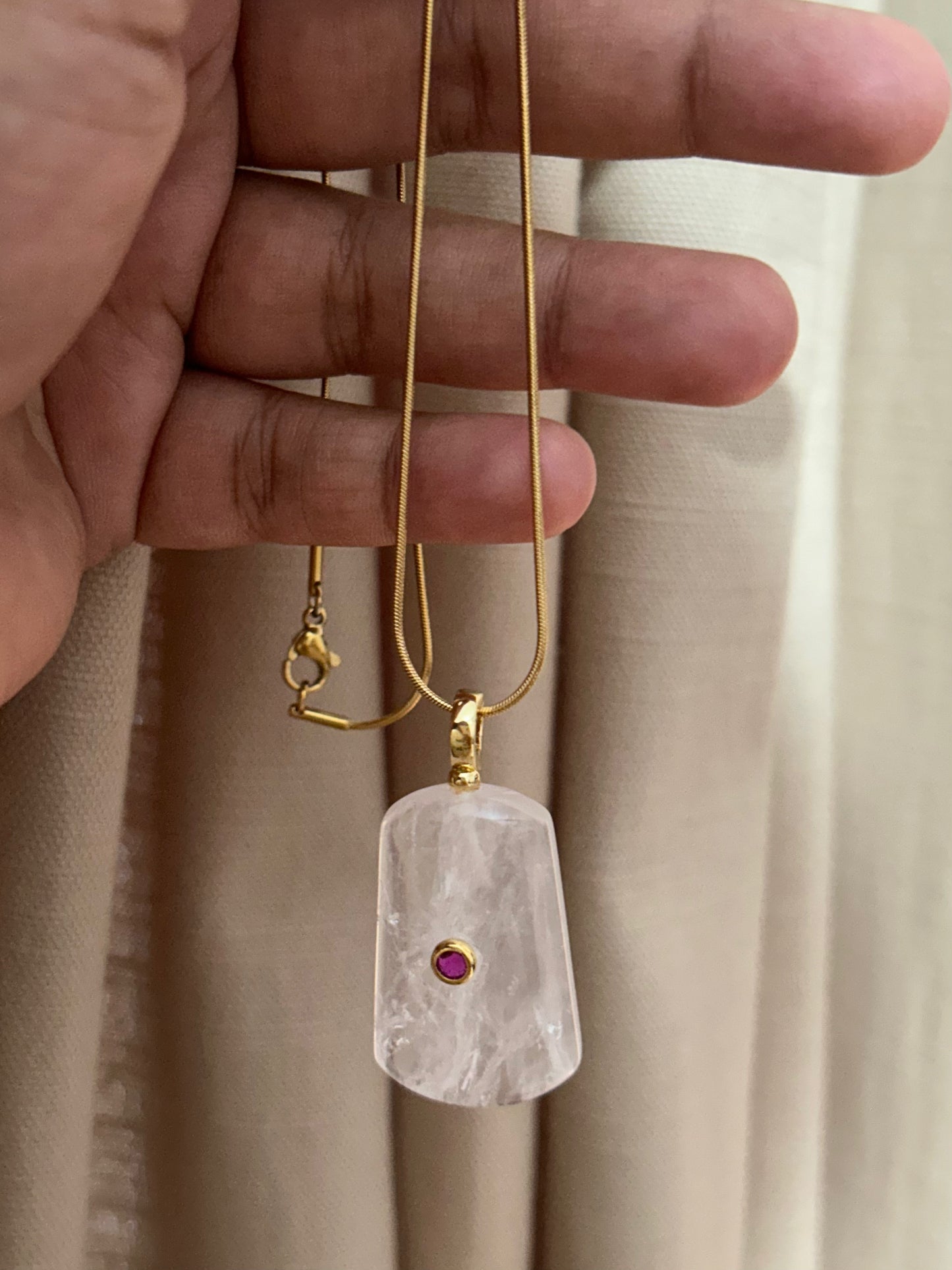 Natural White Gemstone CZ Necklace
