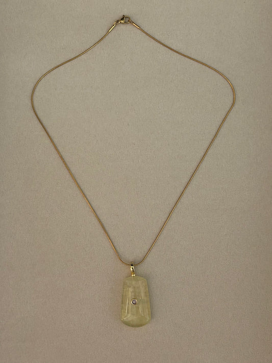 Natural Yellow Gemstone CZ Necklace