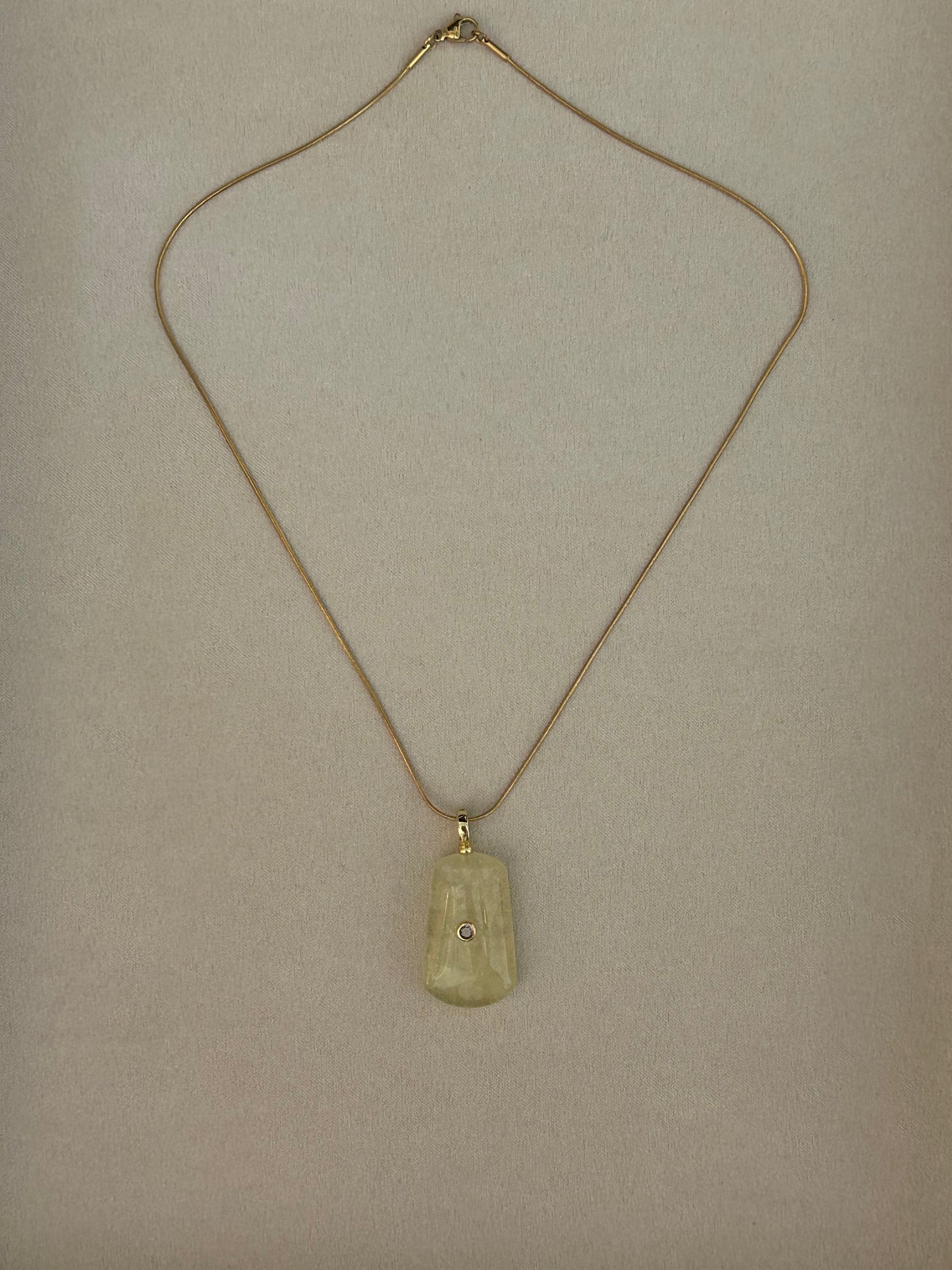 Natural Yellow Gemstone CZ Necklace