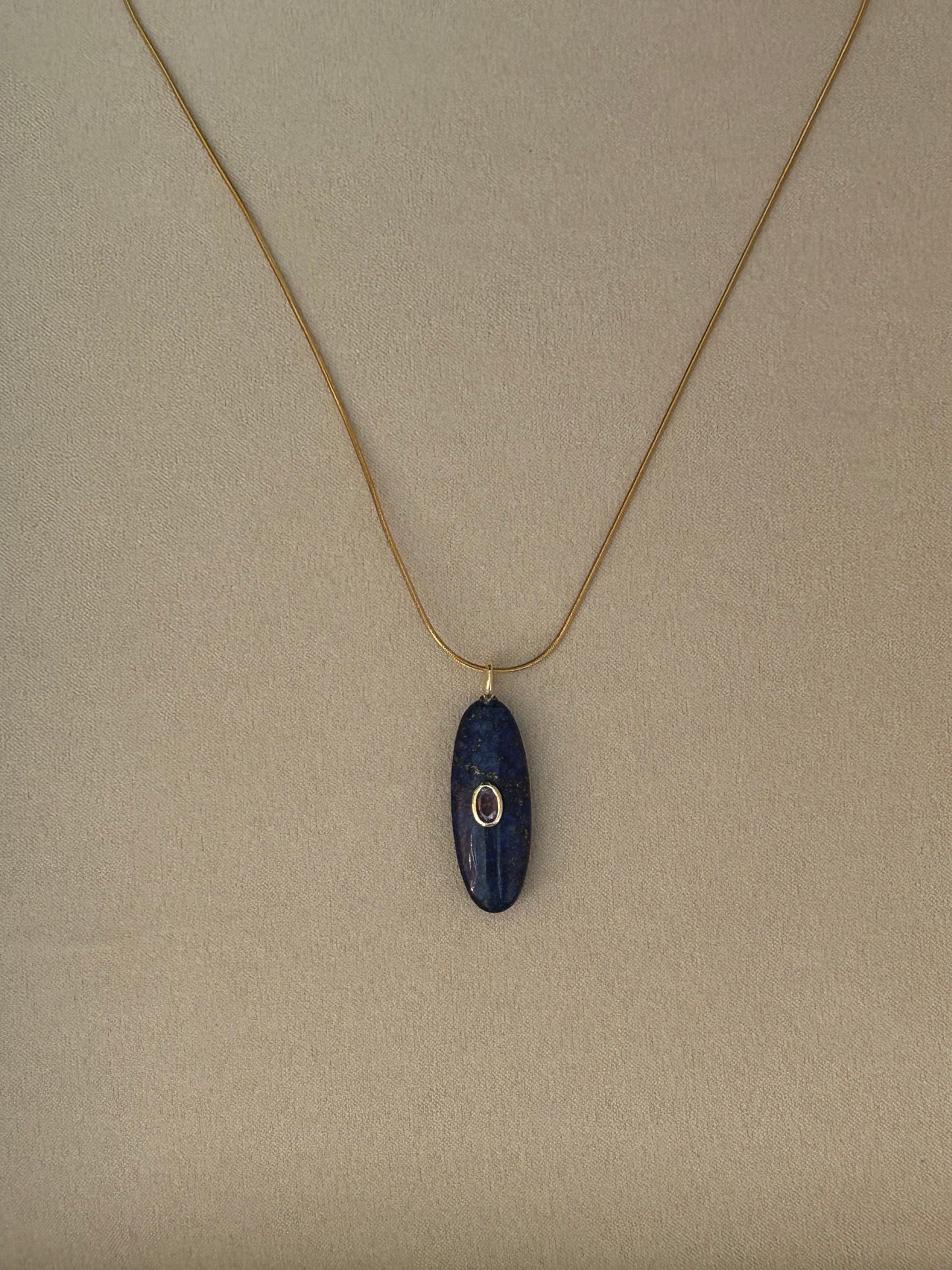 Dyed Natural Lapis Lazuli Gemstone Pendant Necklace