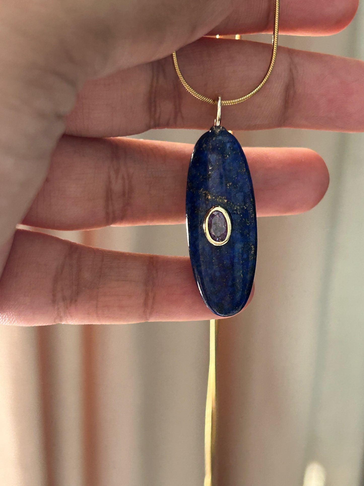 Dyed Natural Lapis Lazuli Gemstone Pendant Necklace