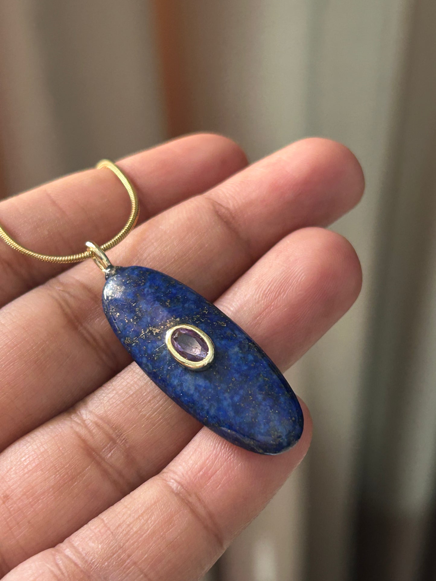 Dyed Natural Lapis Lazuli Gemstone Pendant Necklace