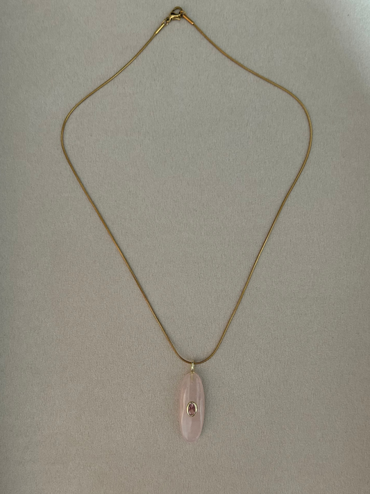 Horse Eye Rose Quartz Gemstone Pendant Necklace