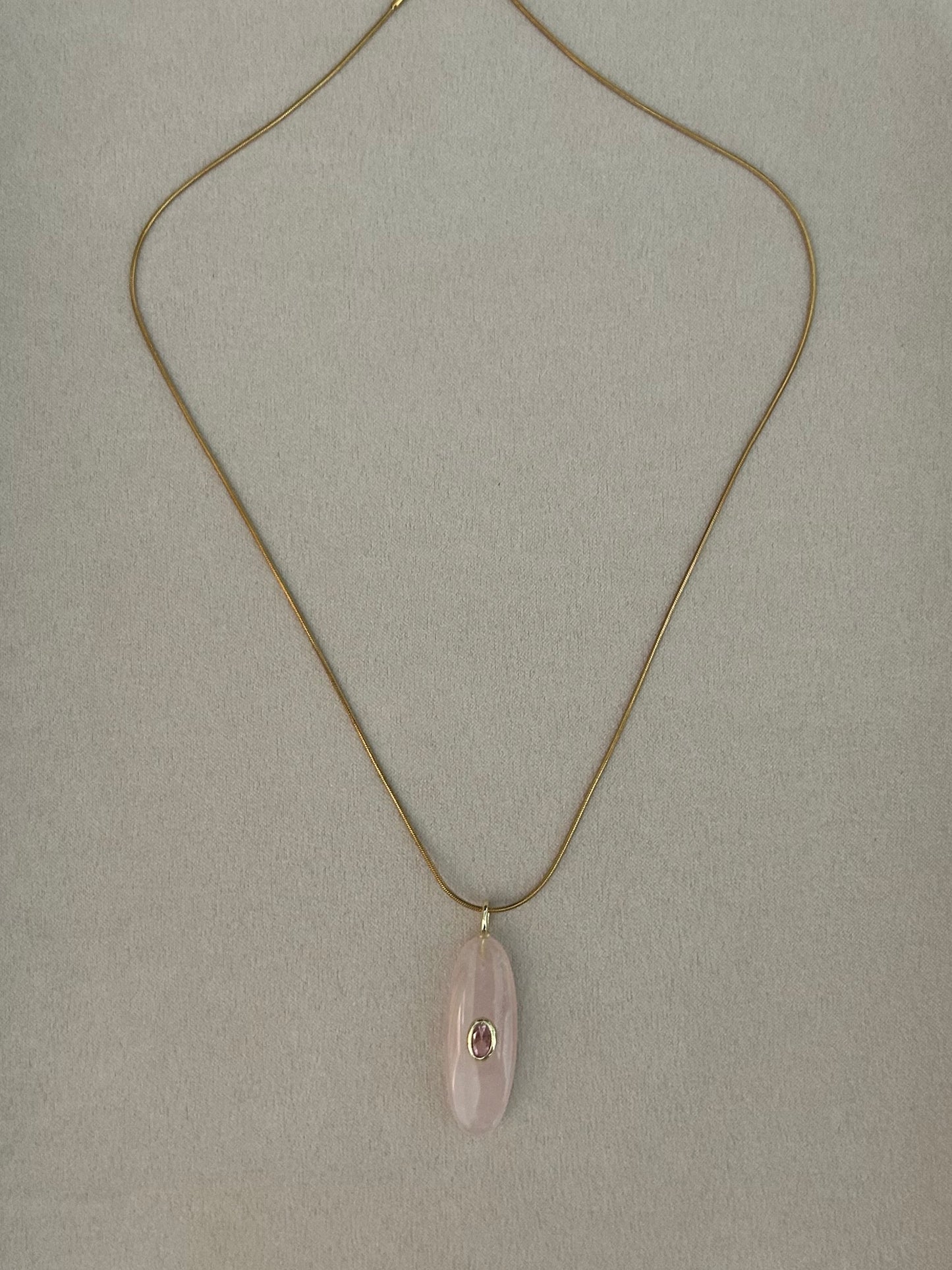 Horse Eye Rose Quartz Gemstone Pendant Necklace