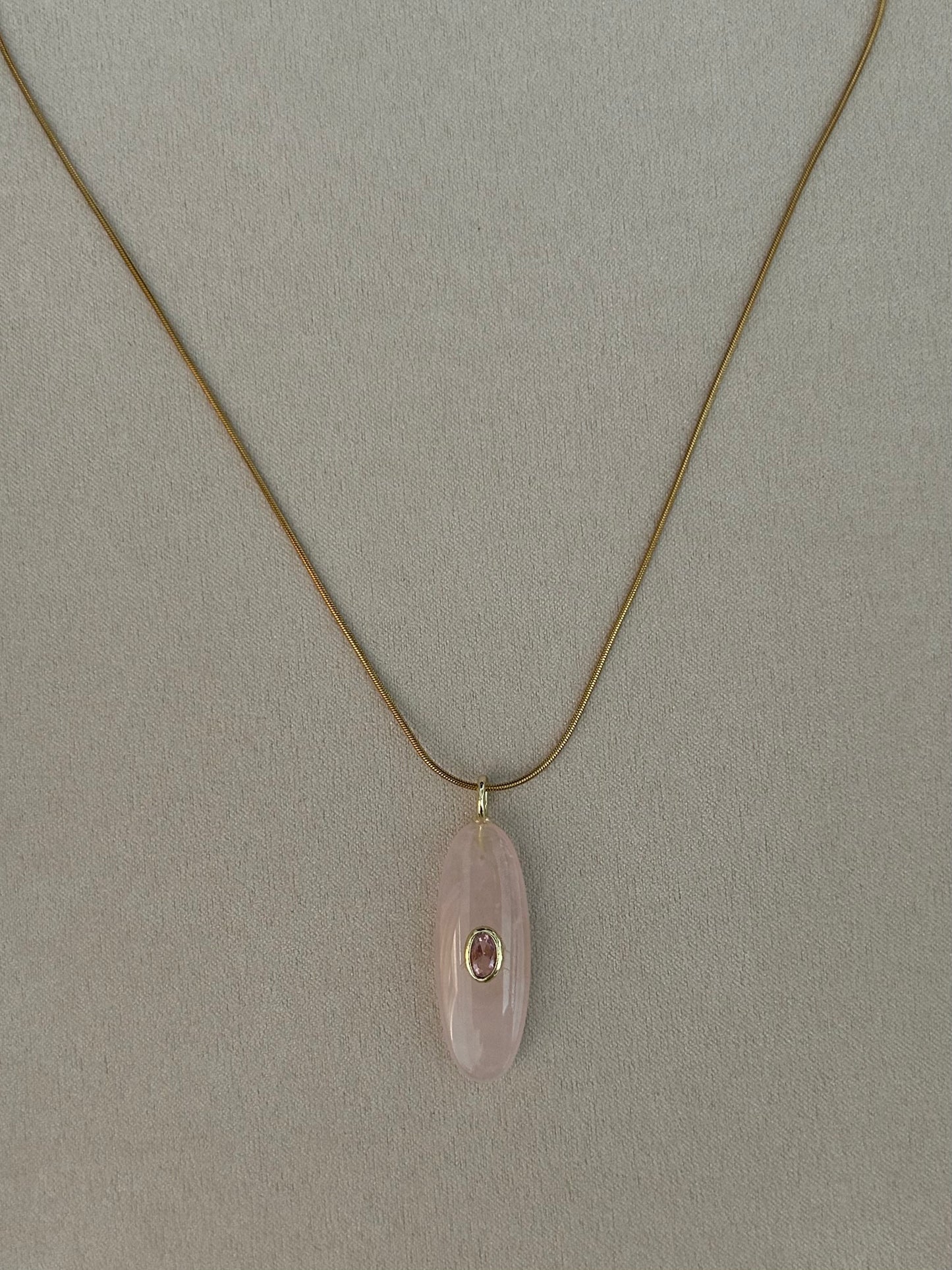 Horse Eye Rose Quartz Gemstone Pendant Necklace