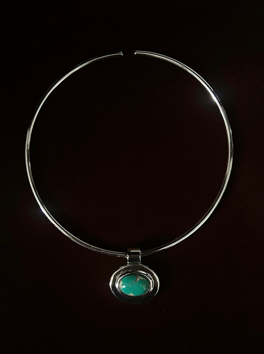 Turquoise Stone Metal Choker Necklace