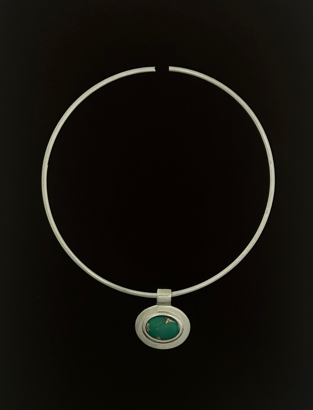 Turquoise Stone Metal Choker Necklace