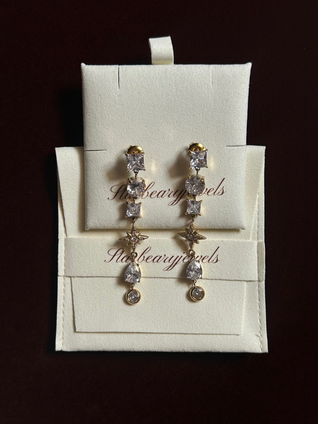 Geometric Drop Zirconia Earrings
