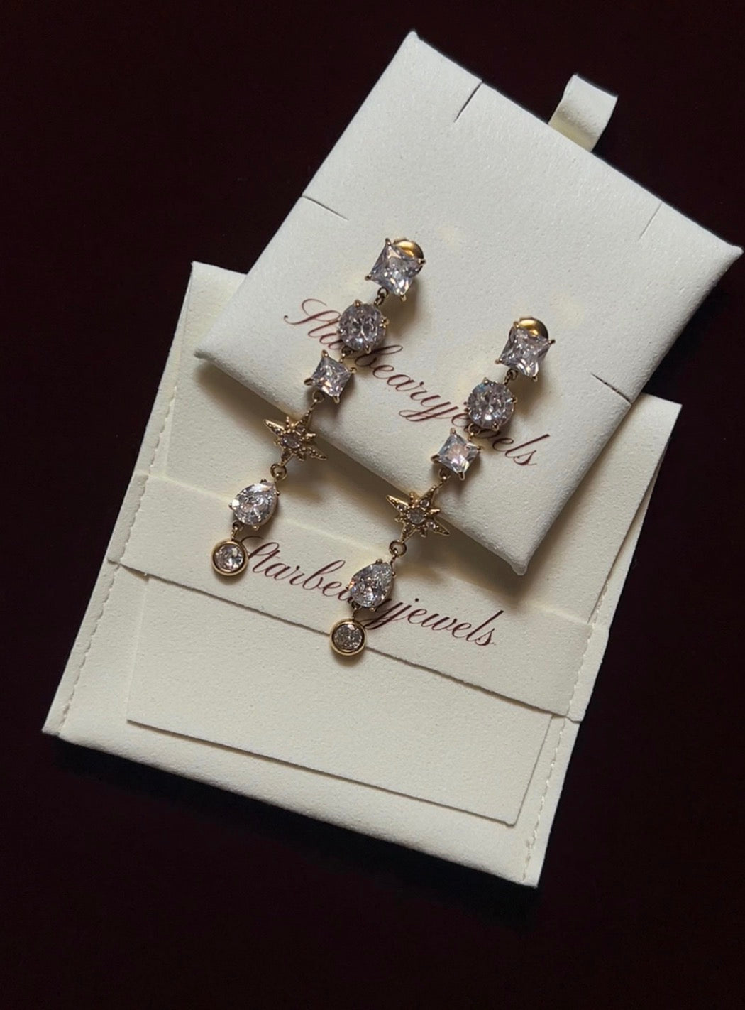 Geometric Drop Zirconia Earrings