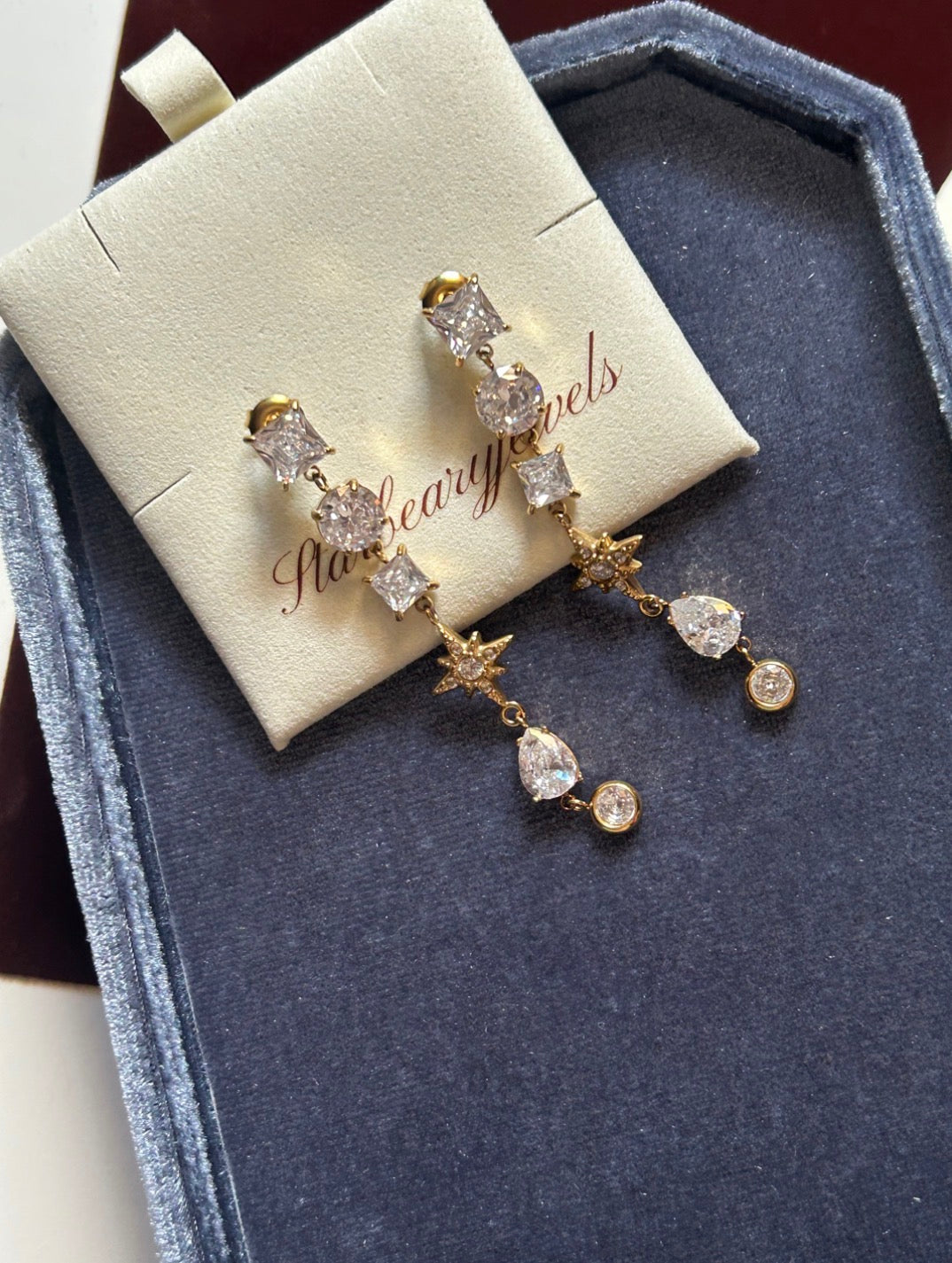 Geometric Drop Zirconia Earrings
