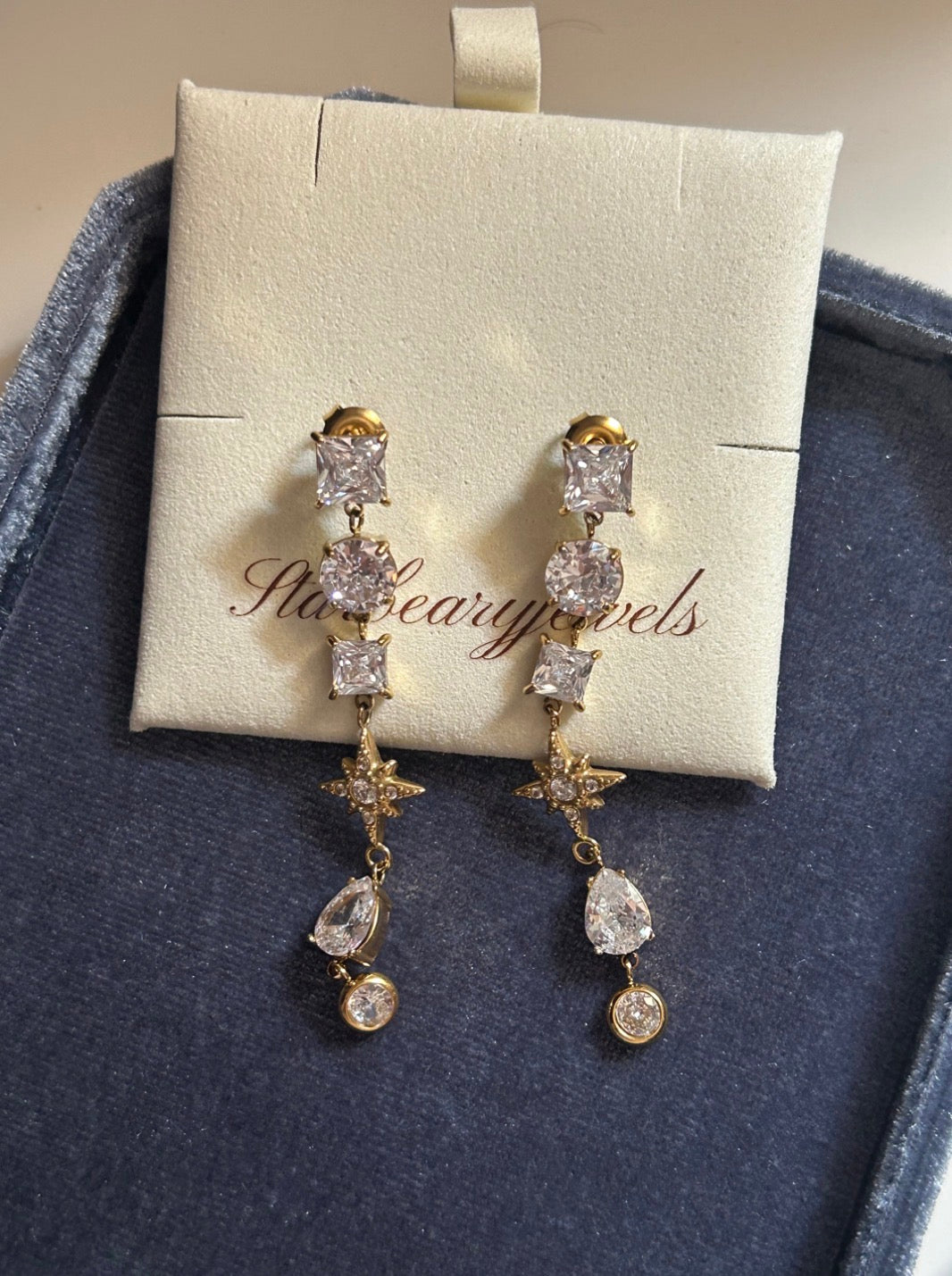 Geometric Drop Zirconia Earrings