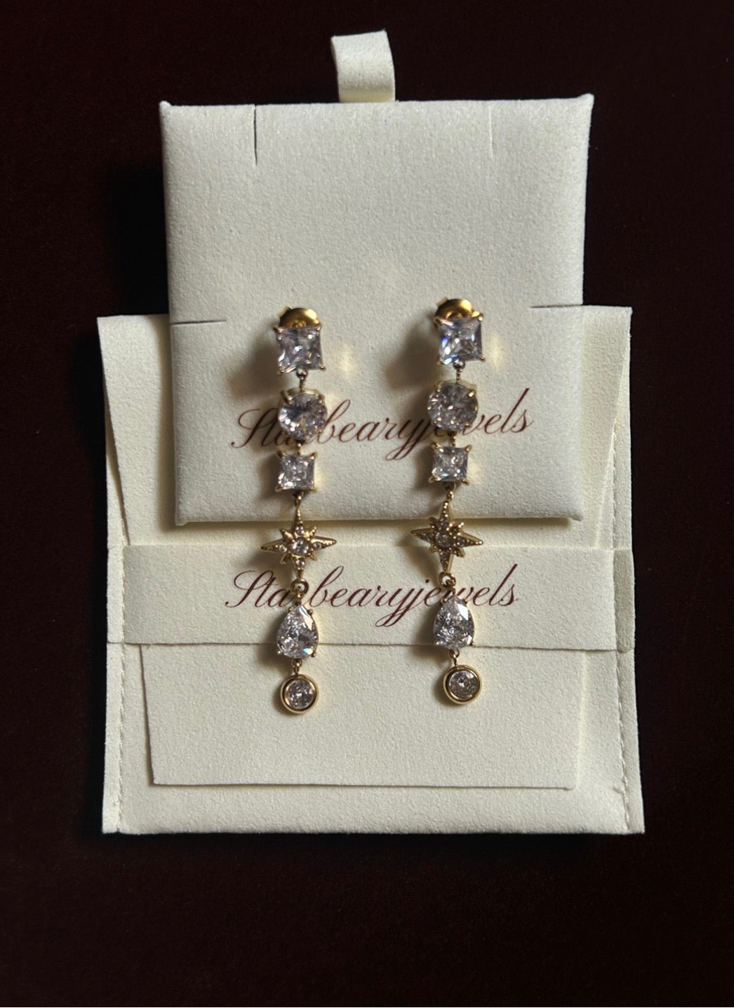 Geometric Drop Zirconia Earrings