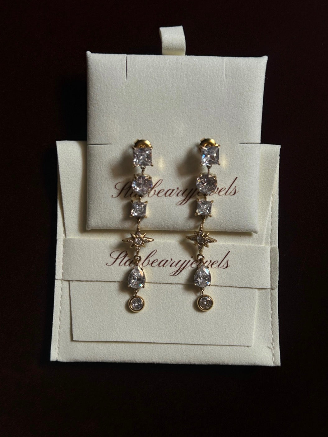 Geometric Drop Zirconia Earrings