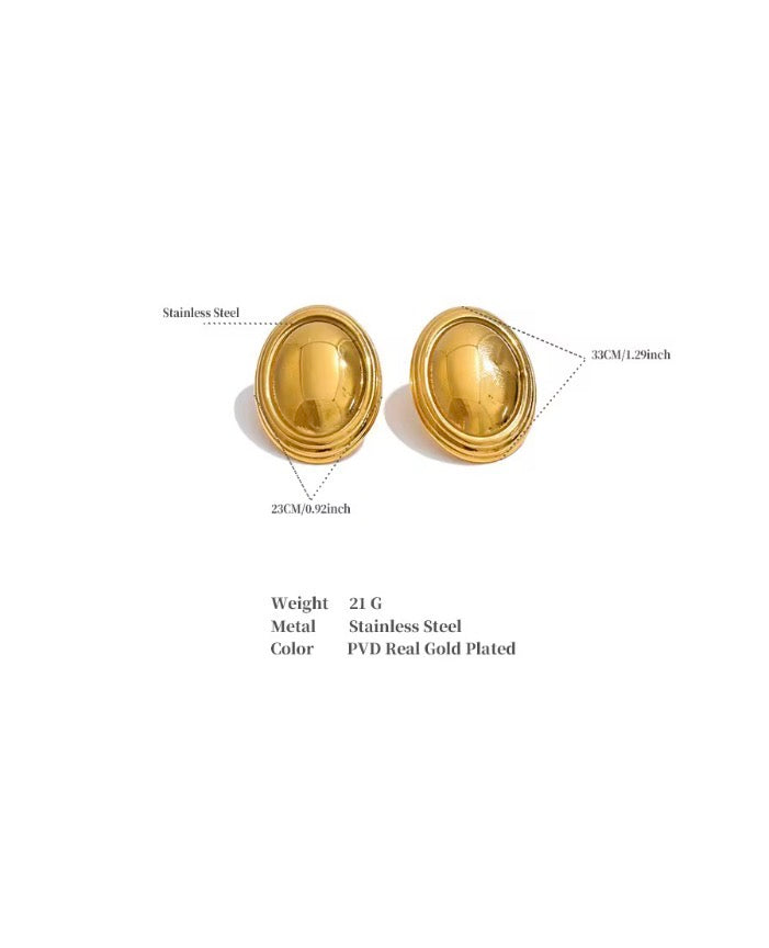 Vel Gold Oval Stud Earrings