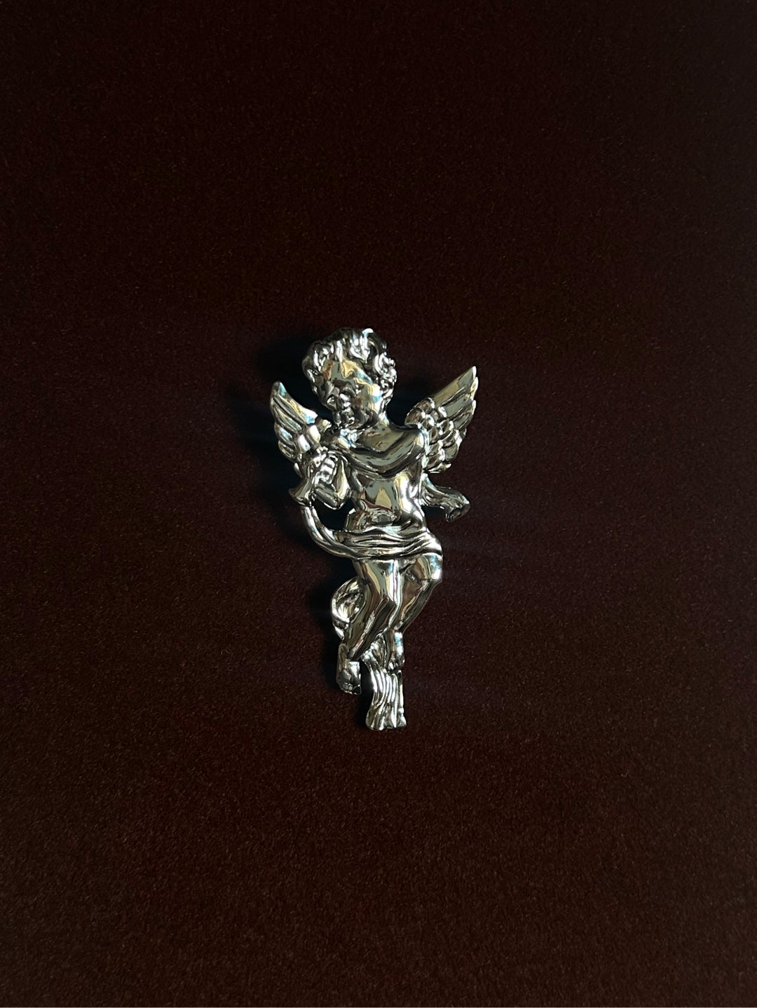 Cherub Trumpet Stainless Steel Brooch