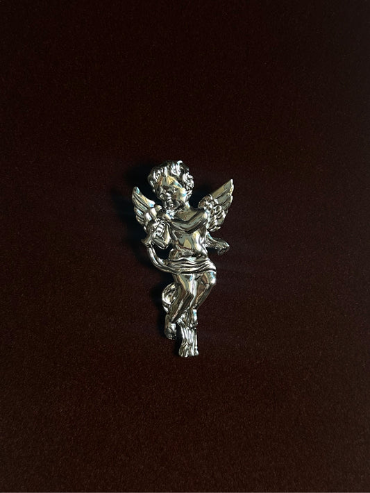 Cherub Trumpet Stainless Steel Brooch