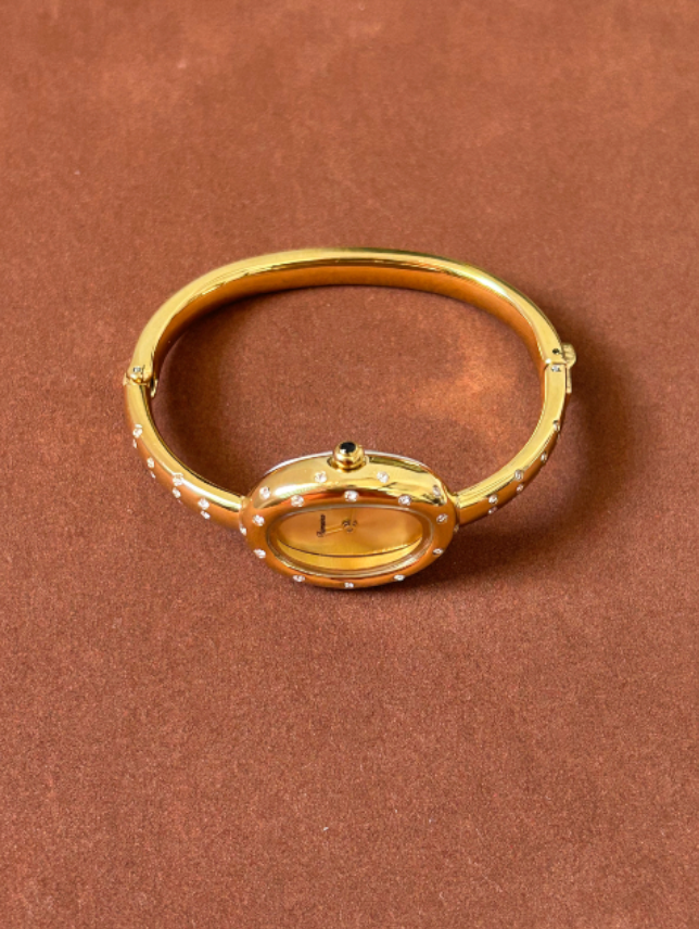 Diamond Polka Dot Gold Plated Bangle Watch