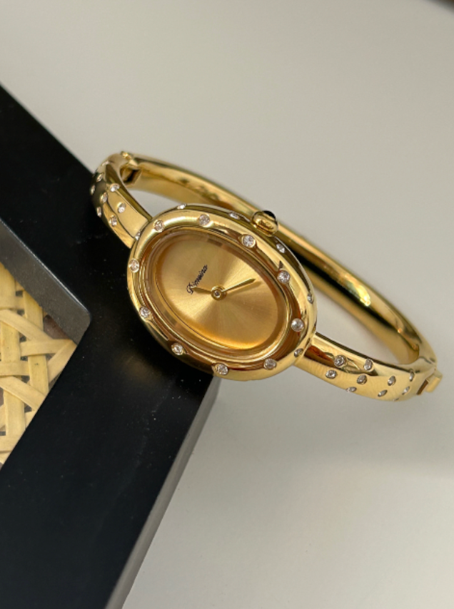 Diamond Polka Dot Gold Plated Bangle Watch