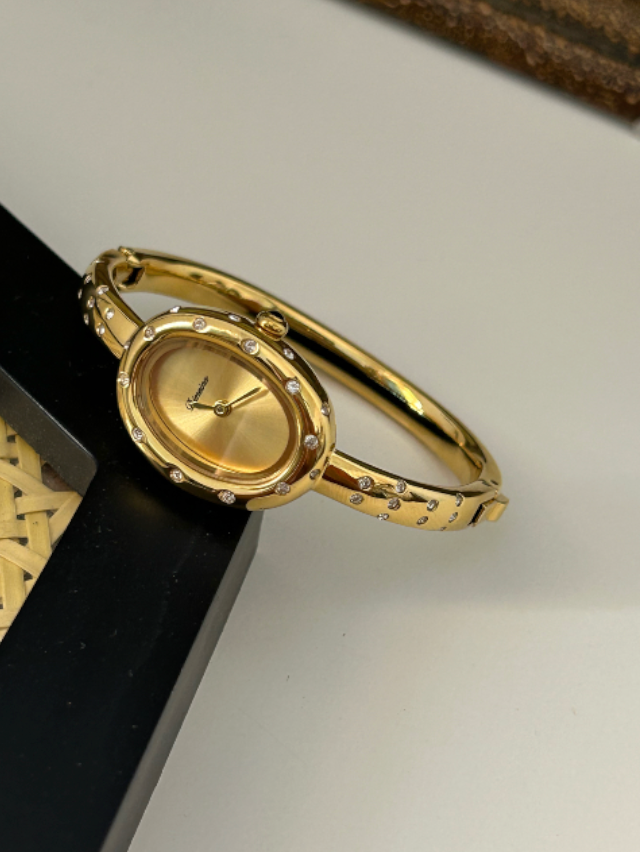 Diamond Polka Dot Gold Plated Bangle Watch