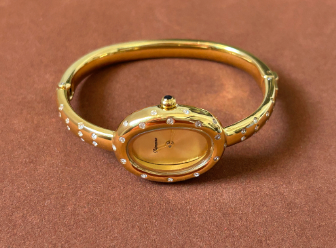 Diamond Polka Dot Gold Plated Bangle Watch