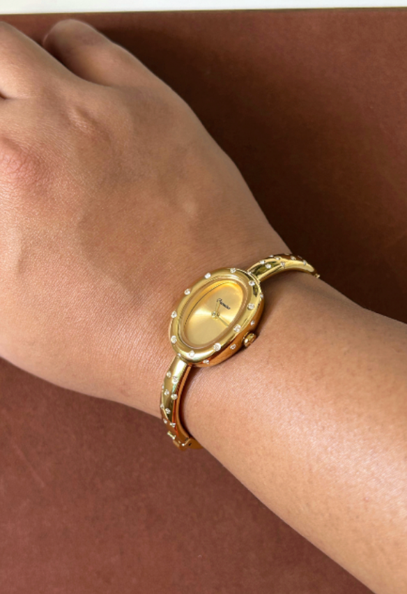 Diamond Polka Dot Gold Plated Bangle Watch